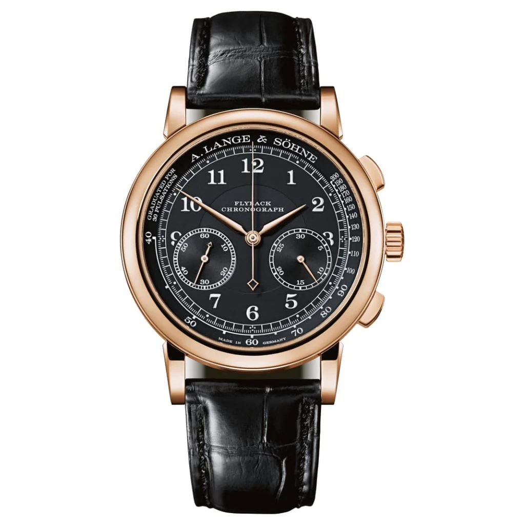 A. Lange & Sohne 1815 Chronograph 39.5 mm Black Dial 18K Pink Gold Leather Strap 414.031 / LSLS4144AA