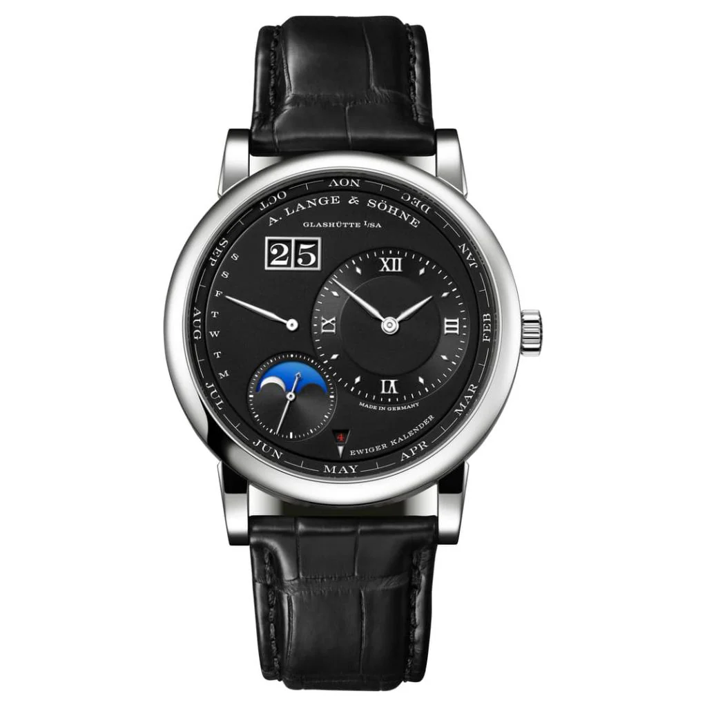 A. Lange & Sohne LANGE 1 PERPETUAL CALENDAR 41.9 mm Black Dial Platinum Leather Strap 345.036 E / LSLS3452AA