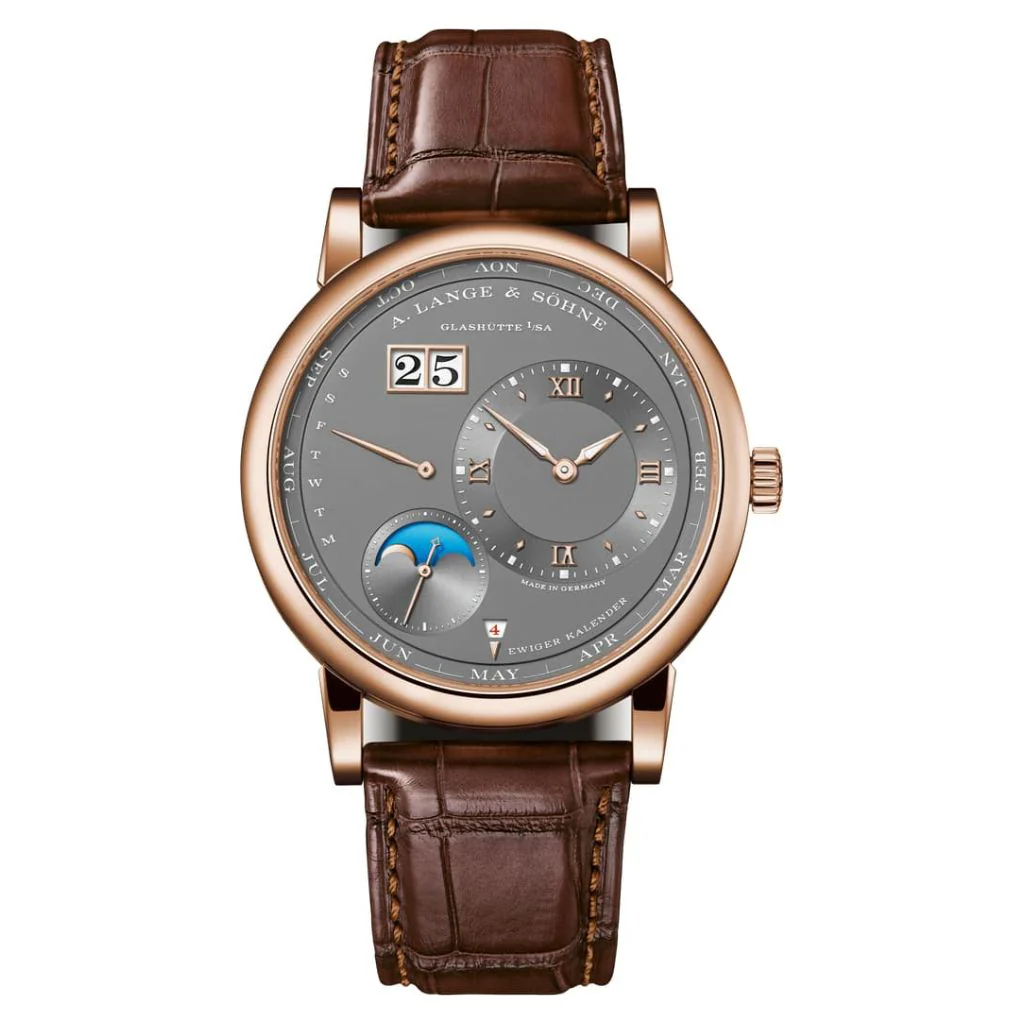 A. Lange & Sohne LANGE 1 PERPETUAL CALENDAR 41.9 mm Grey Dial 18K Pink Gold Leather Strap 345.033 E / LSLS3454AG