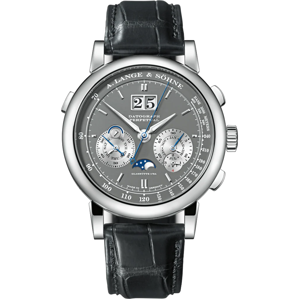 A. Lange & Sohne DATOGRAPH PERPETUAL 41 mm Light-Grey Dial 18-Carat White Gold Leather Strap 410.038 E / LSLS4103AB
