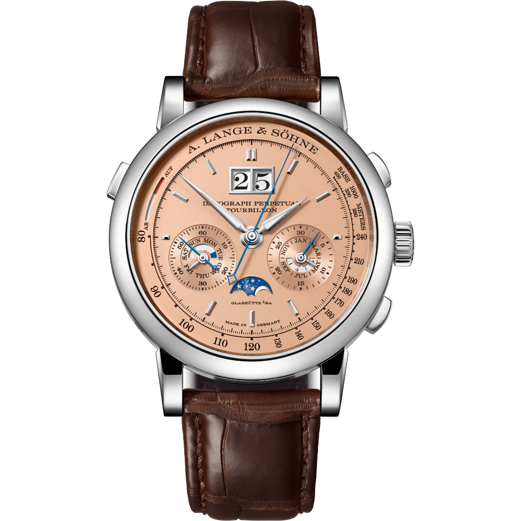 A. Lange & Sohne DATOGRAPH PERPETUAL TOURBILLON 41.5 mm Pink Dial 18-Carat White Gold Leather Strap 740.056FE / LSLS7403AT
