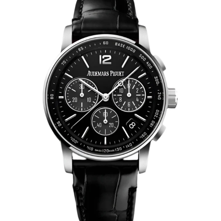 Audemars Piguet CODE 11.59 41mm Black Dial White Gold Black Leather Strap 26393BC.OO.A002CR.01