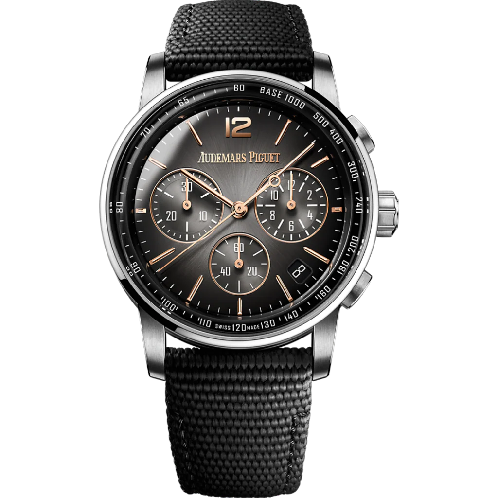 Audemars Piguet Code 11.59 by Audemars Piguet Selfwinding Chronograph 41 mm Grey Dial 18-Carat Pink Gold Rubber-Coated Strap 26393CR.OO.A002KB.01