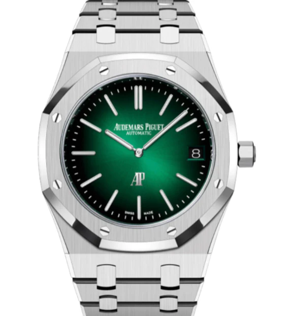 Audemars Piguet Royal Oak 39mm Smoked Green Dial Platinum Bracelet 50th Anniversary 16202PT.OO.1240PT.01