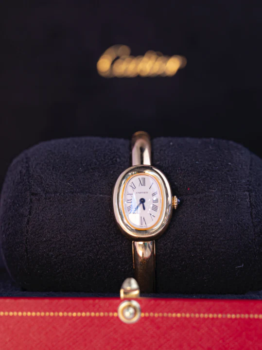 Cartier Baignoire Mini 24.6 mm x 18.7 mm Silver Dial 18k Yellow Gold Bracelet WGBA0044 - Image 2