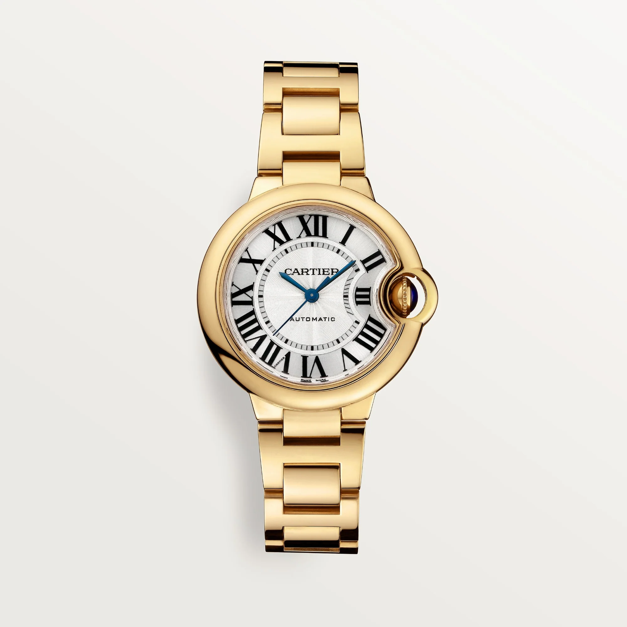Cartier Ballon Bleu 33 mm Yellow Gold Silver Dial Bracelet WGBB0045