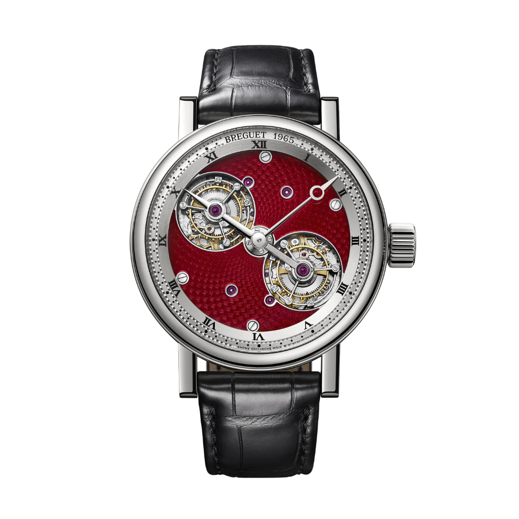 Breguet Classique 44 mm Red Dial Platinum Black Leather Strap 5347PT/2P/9ZU