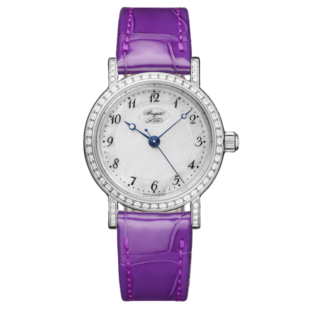 Breguet Classique 8068 30 mm Silver Dial with Diamonds 18k White Gold Leather Strap 8068BB/59/764 DD00