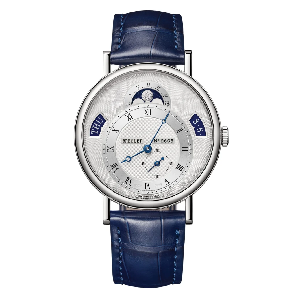 Breguet Classique Calendrier 7337 39 mm Silver Dial 18K White Gold Leather Strap 7337BB/12/9VU