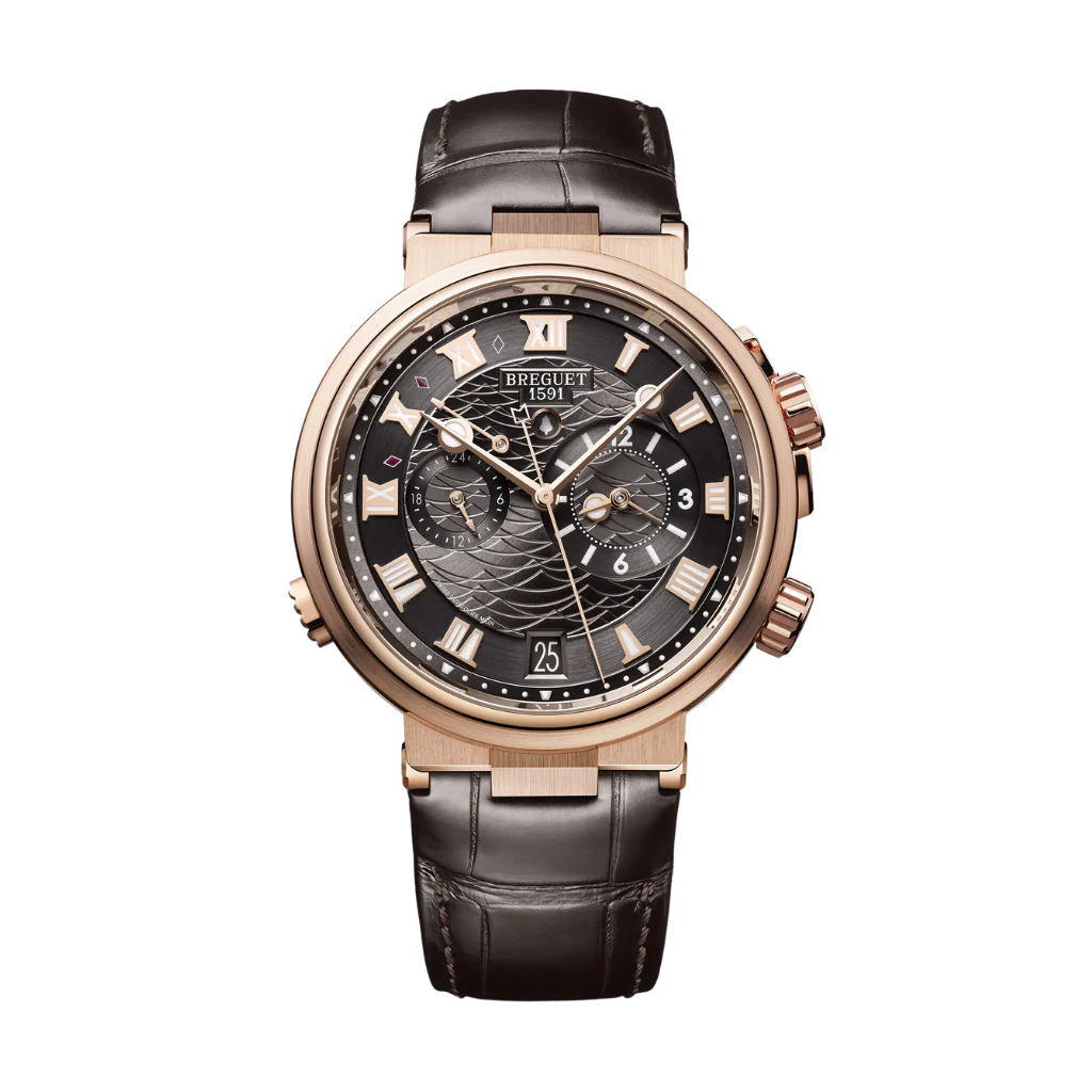 Breguet Marine 40 mm Dark Grey Dial 18k Rose Gold Dark Grey Leather Strap 5547BR/G3/9ZU
