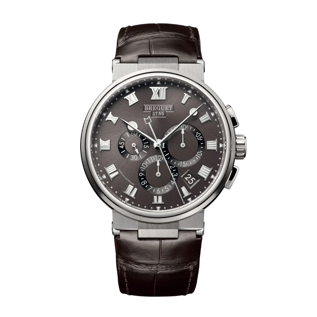 Breguet Marine 42.3 mm Dark Grey Dial Titanium Dark Grey Leather Strap 5527TI/G2/9WV