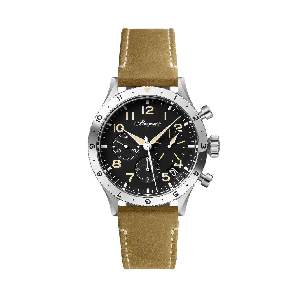 Breguet Type XX 42 mm Black Dial Stainless Steel Brown Leather Strap 2067ST/92/3WU