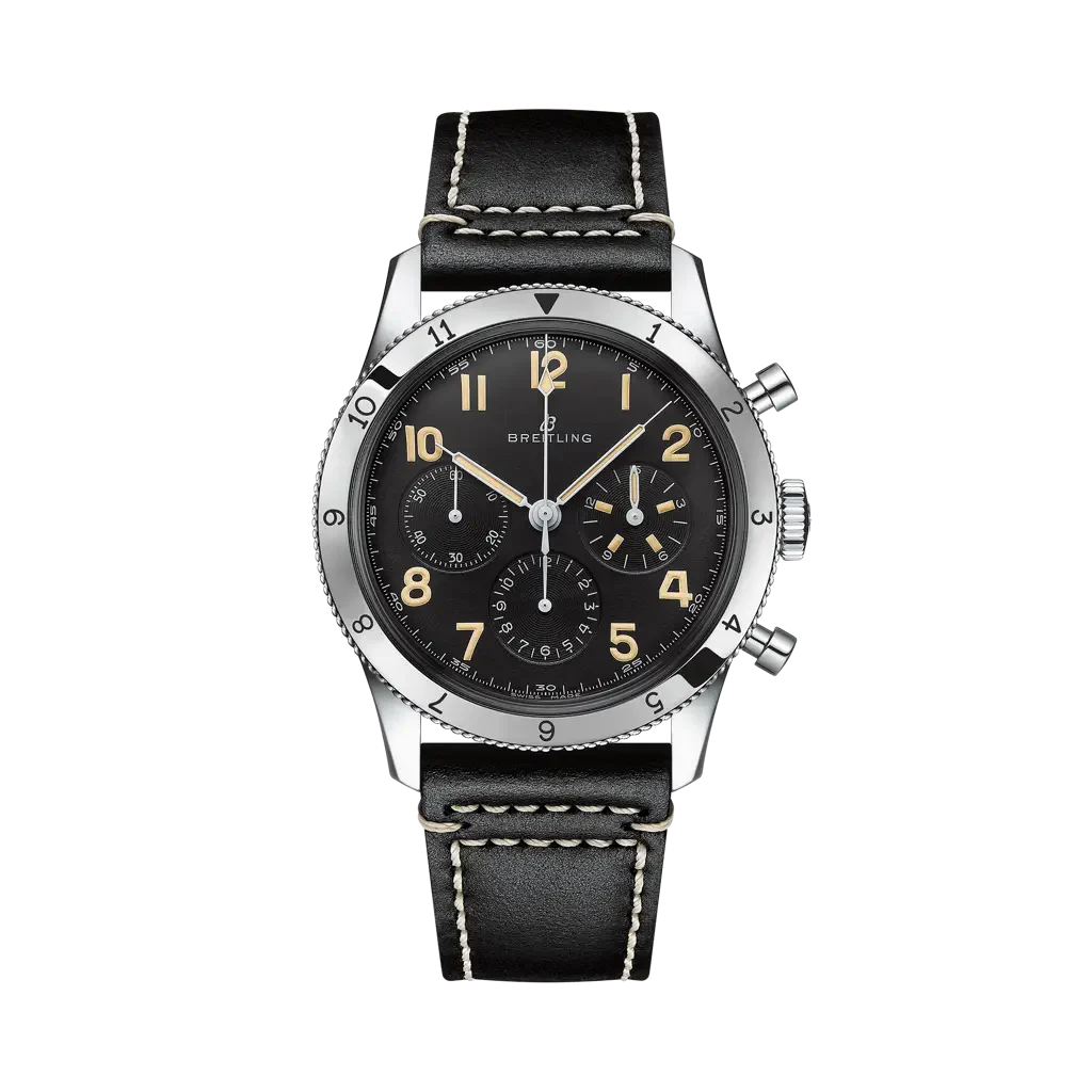 Breitling AVI Ref. 765 1953 Re-Edition 41 mm Black Dial Stainless Steel Leather Strap AB0920131B1X1