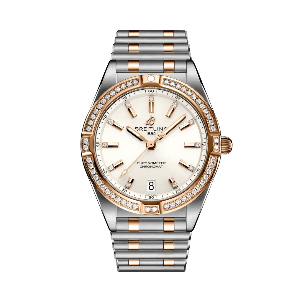 Breitling Chronomat 32mm Beige Dial Stainless Steel & 18K Red Gold (Gem-Set) Bracelet U77310591A1U1