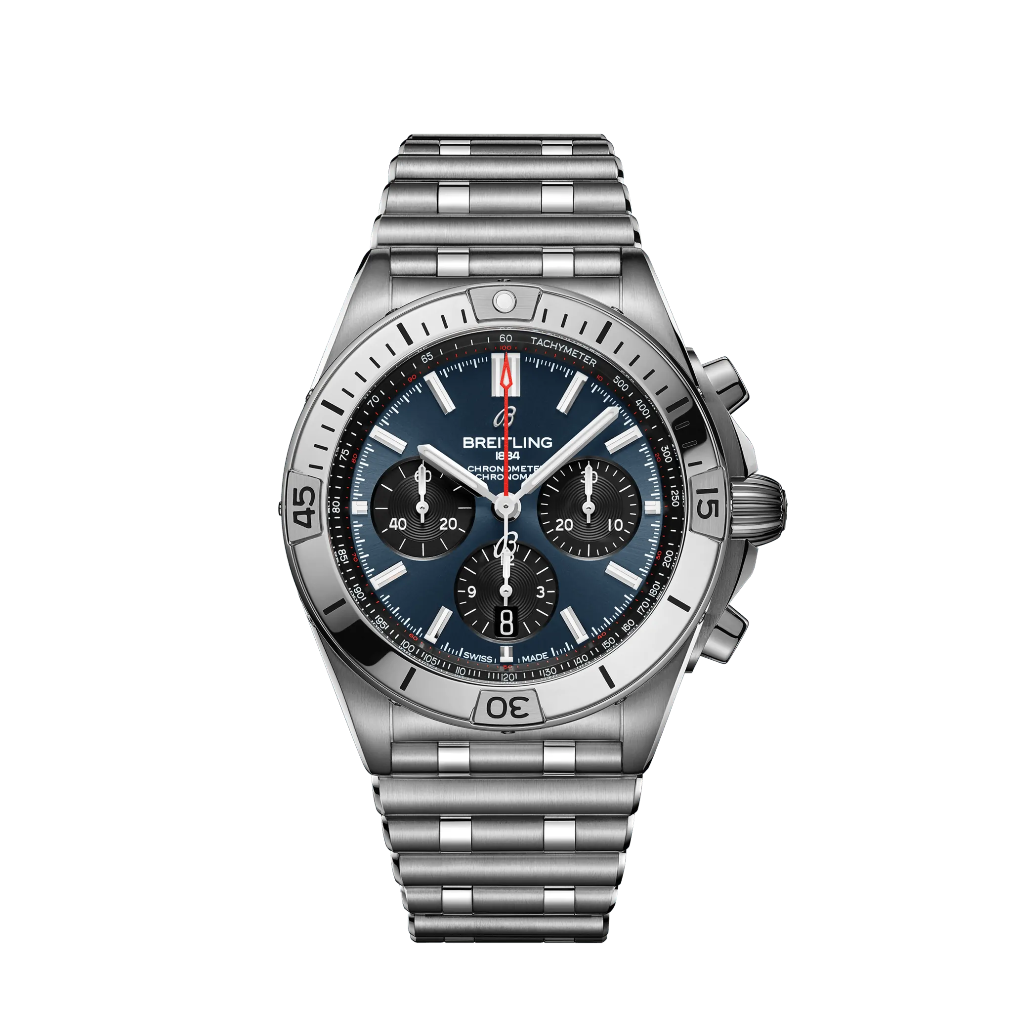 Breitling Chronomat B01 42mm Blue and Black Dial Stainless Steel Metal Bracelet AB0134101C1A1