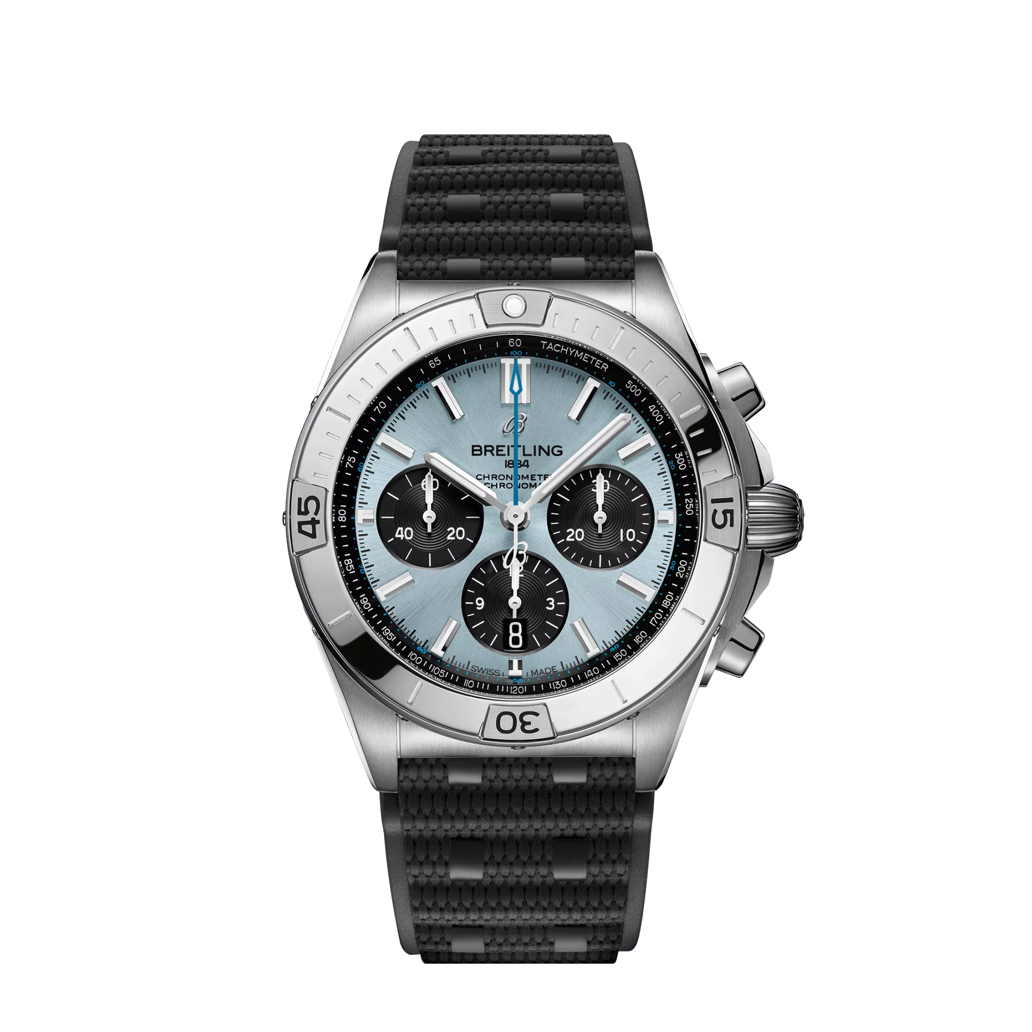 Breitling Chronomat B01 42 mm Blue & Black Dial Stainless Steel & Platinum Black Rubber Strap PB0134101C1S2