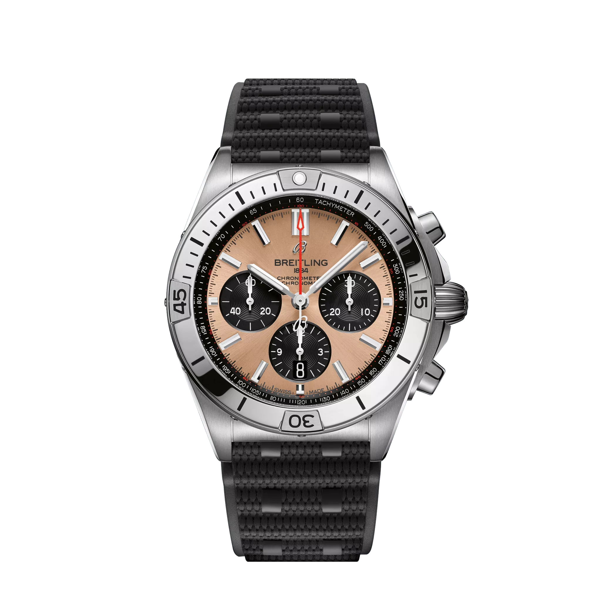 Breitling Chronomat B01 42 mm Copper and Black Dial Stainless Steel Black Rubber Strap AB0134101K1S1