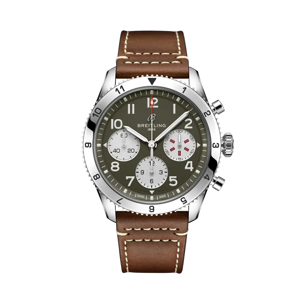 Breitling Classic AVI Chronograph 42 Curtiss Warhawk 42 mm Brown Dial Stainless Steel Leather Strap A233802A1L1X1