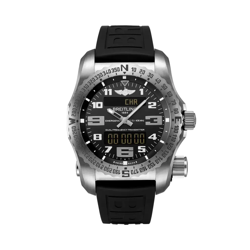 Breitling Emergency 51 mm Black Dial Titanium Black Rubber Strap E76325221B1S1