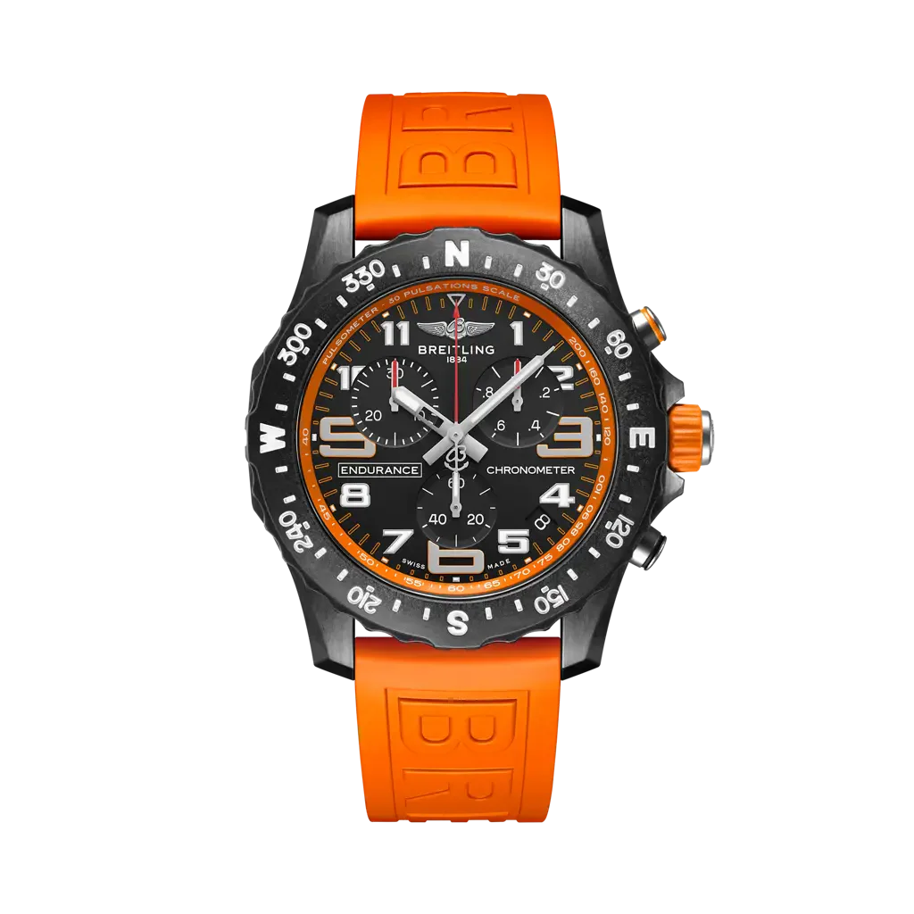 Breitling Endurance Pro 44 mm Black Dial Breitlight Orange Rubber Strap X82310A51B1S1