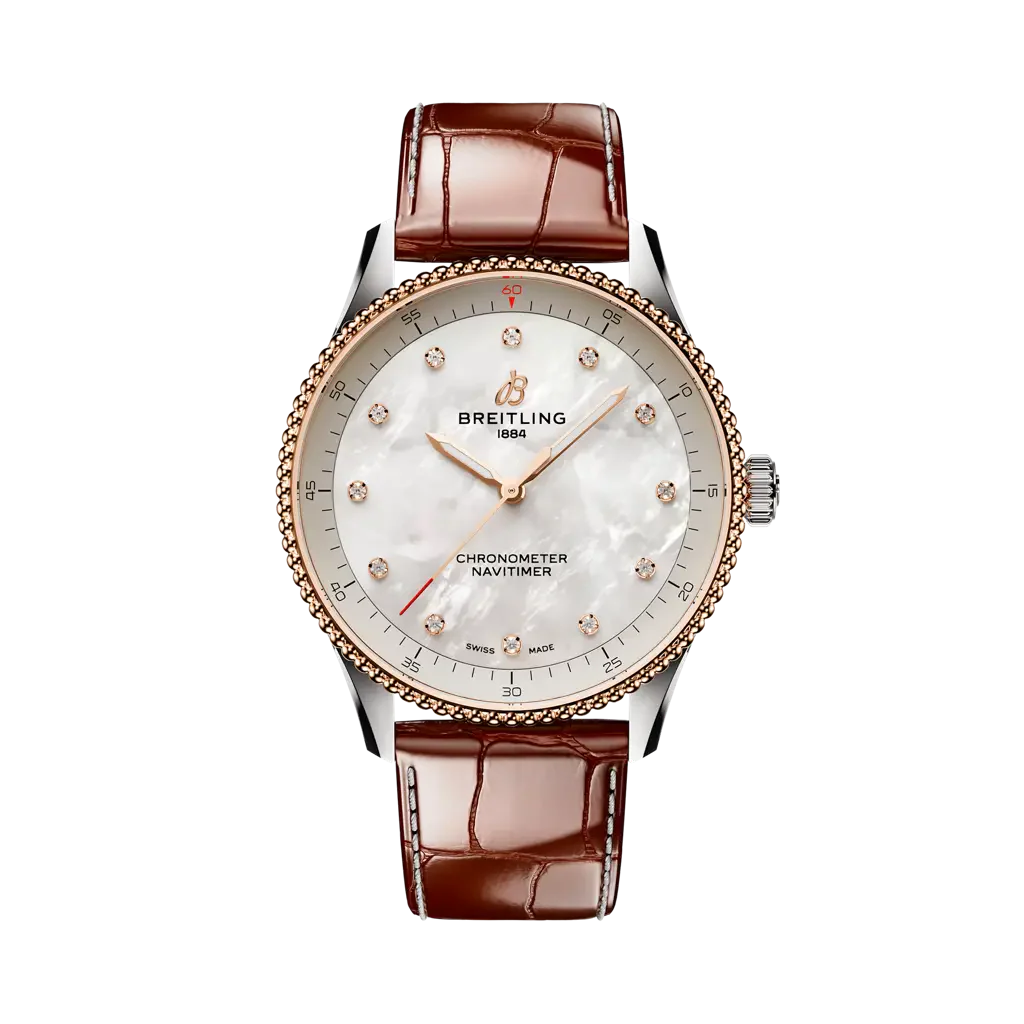 Breitling Navitimer 32 mm White Dial Stainless Steel & 18K Red Gold Leather Strap U77320E61A1P1