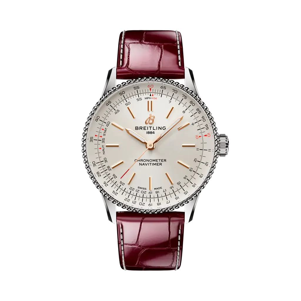 Breitling Navitimer Automatic 36 mm White Dial Stainless Steel Leather Strap A17327211G1P1