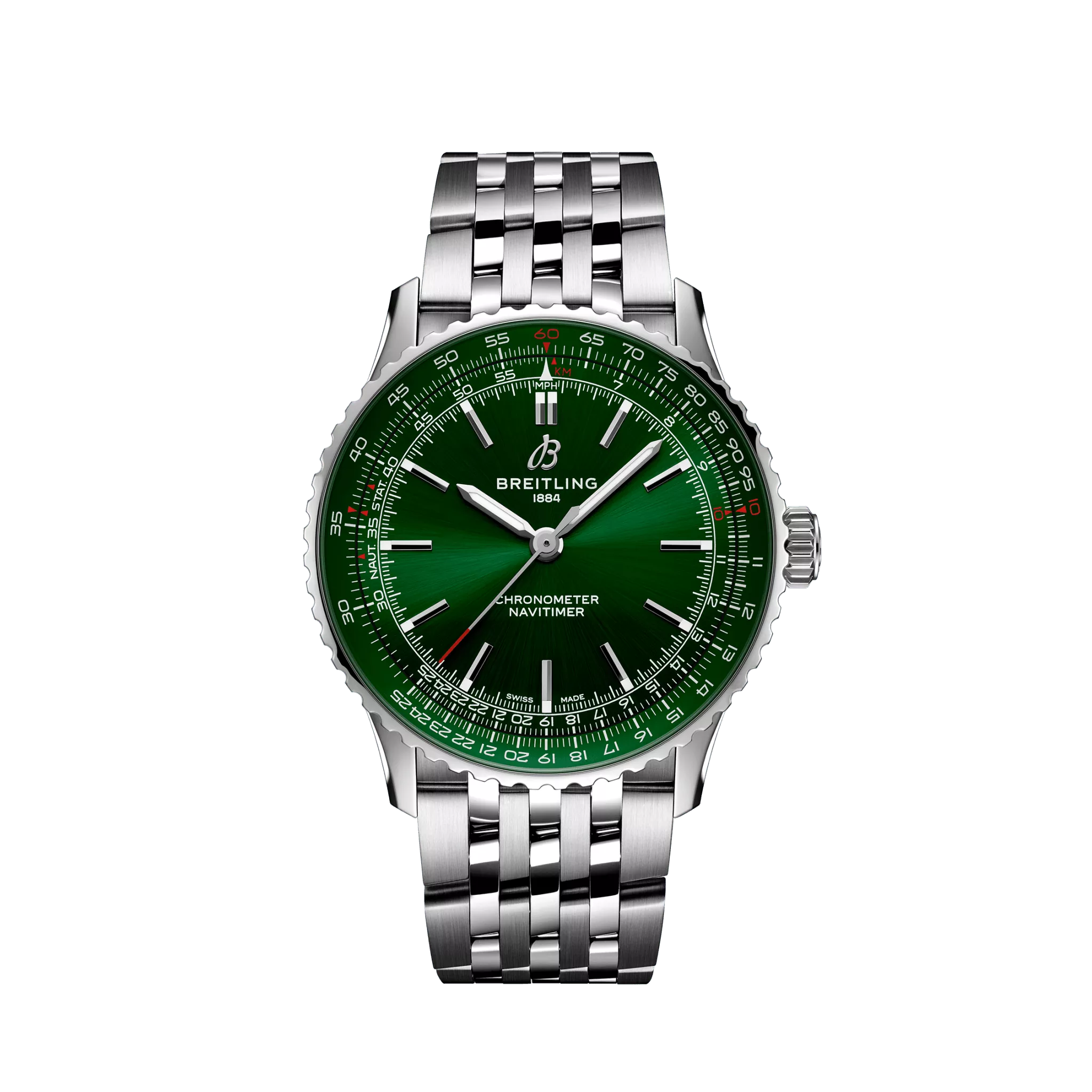 Breitling Navitimer Automatic 41mm Green Dial Stainless Steel Stainless Steel Metal Bracelet A17329371L1A1