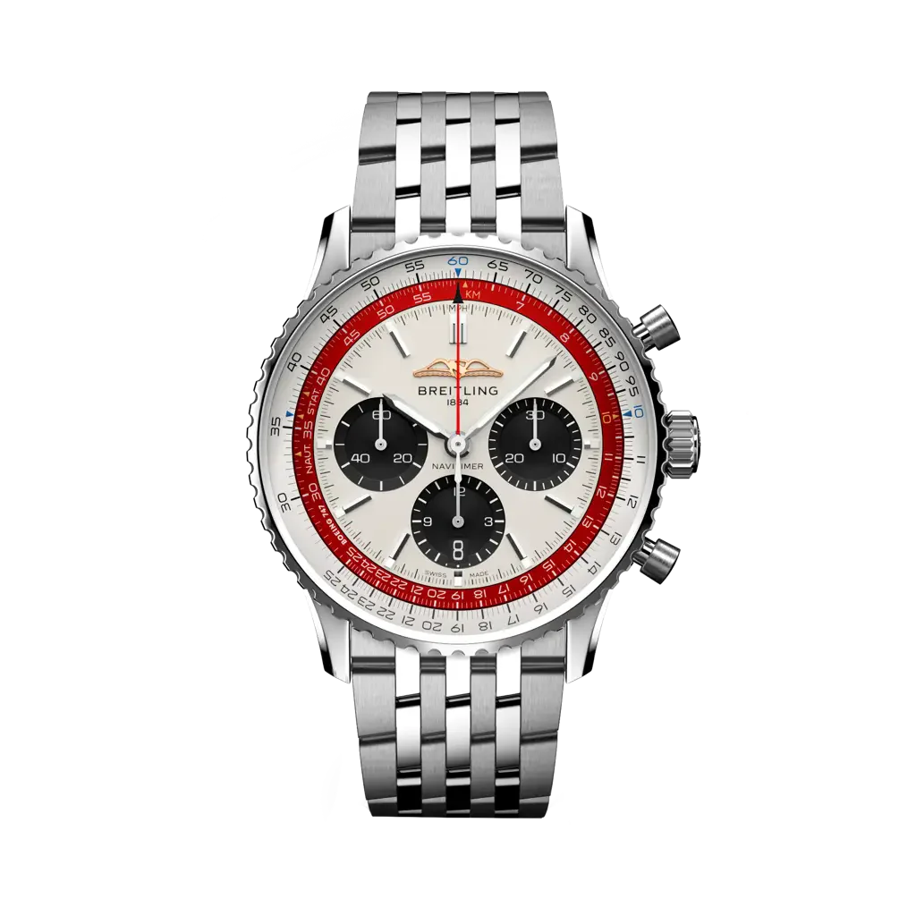 Breitling Navitimer B01 Chronograph 43 Boeing 747 43 mm White With Black Dial Stainless Steel Bracelet AB01383B1G1A1