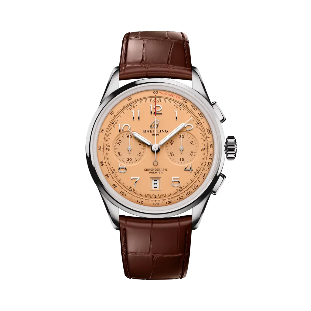 Breitling Premier B01 Chronograph 42 mm Bronze Dial Stainless Steel   Leather Brown Strap AB0145331K1P2