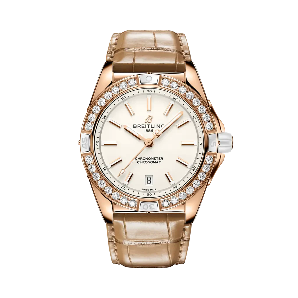 Breitling Super Chronomat Automatic 38 Origins 38 mm Beige Dial Small Scale Traceable 18K Red Gold Leather Strap R17356531G1P1