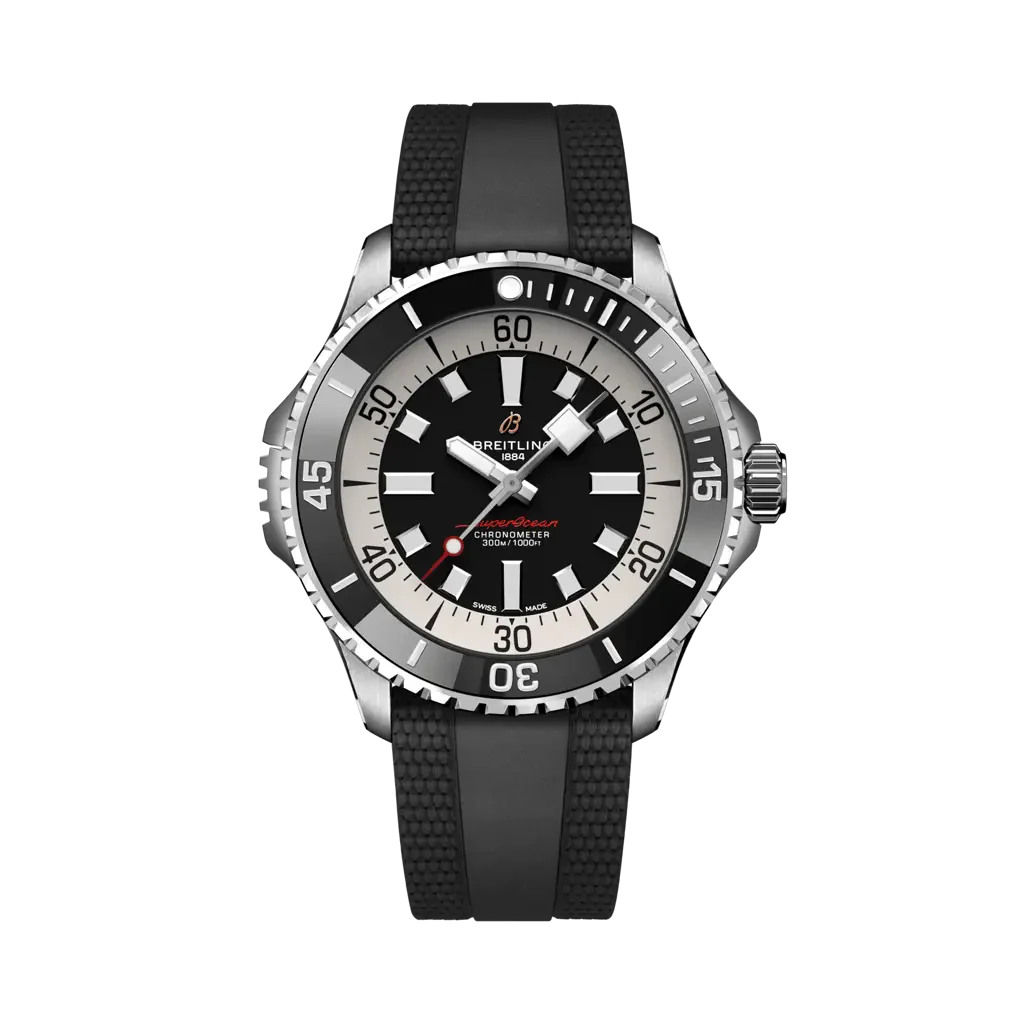Breitling Superocean Automatic 46 mm Black Dial Stainless Steel Black Rubber Strap A17378211B1S1