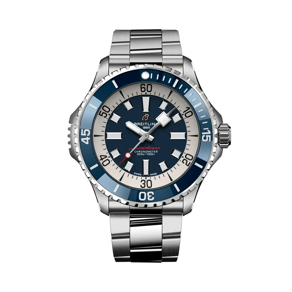 Breitling Superocean Automatic 46 mm White And Blue Dial Stainless Steel Bracelet A17378E71C1A1