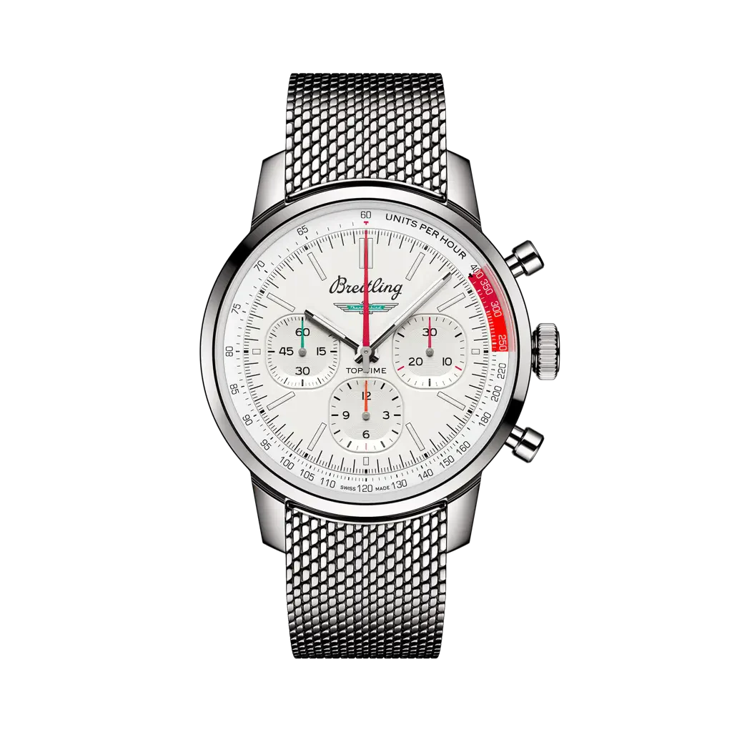 Breitling Top Time B01 Ford Thunderbird 41 mm White Dial Stainless Steel Bracelet AB01766A1A1A1