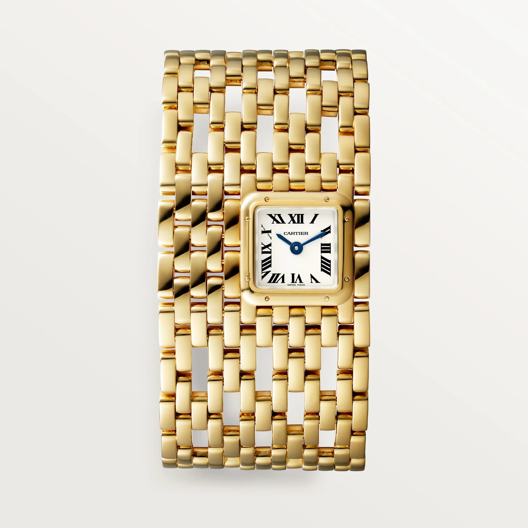 Cartier Panthère Cuff Yellow Gold Silver Dial Bracelet WGPN0018