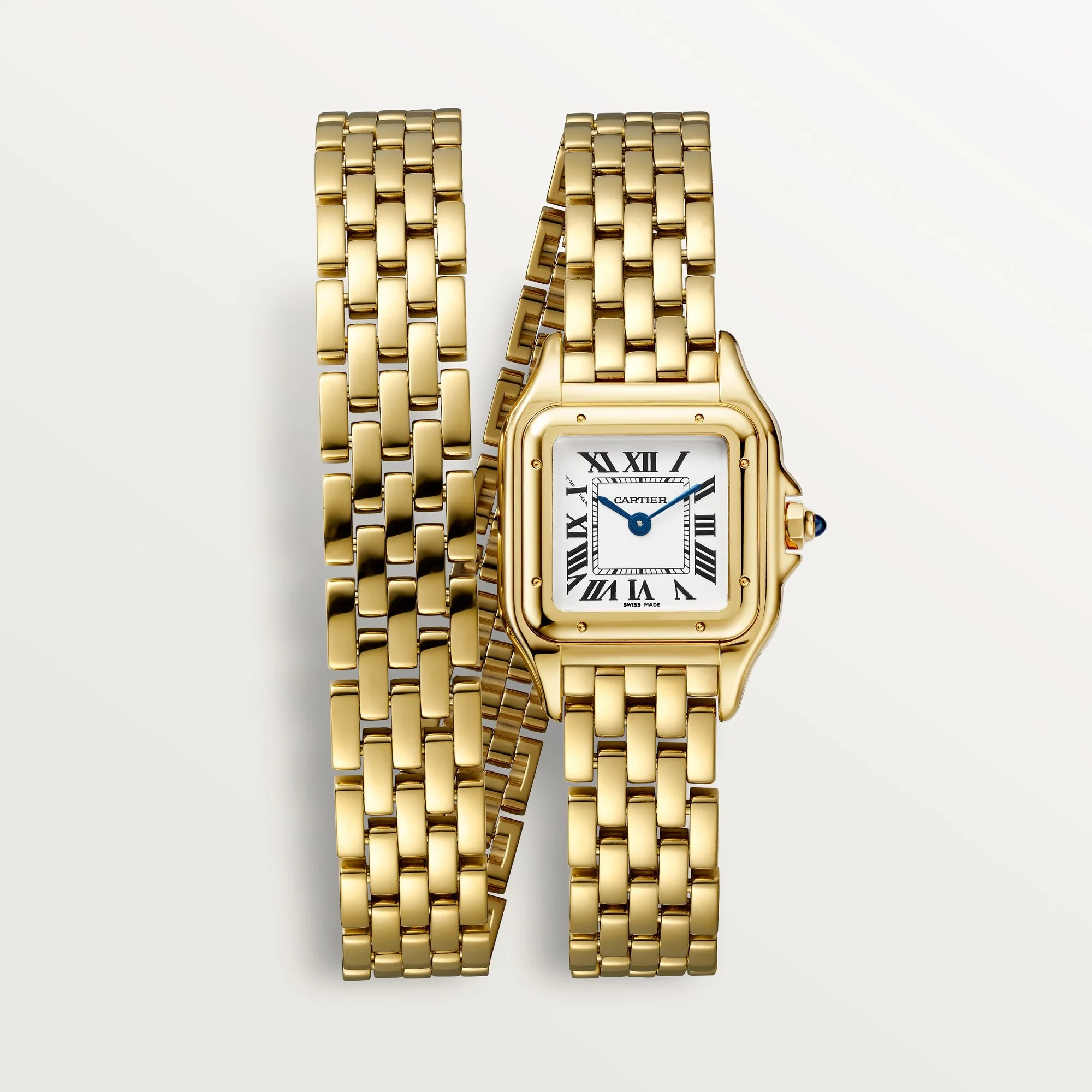 Cartier Panthère Small Yellow Gold Silver Dial Double Loop Bracelet WGPN0046