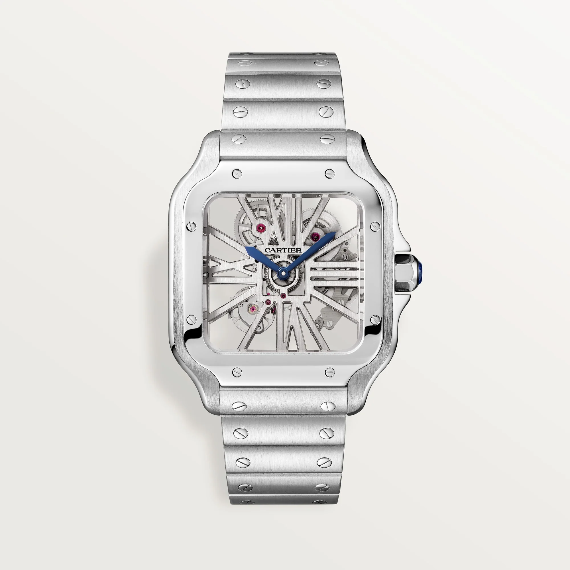 Cartier Santos Large Steel Silver Dial Bracelet WHSA0014