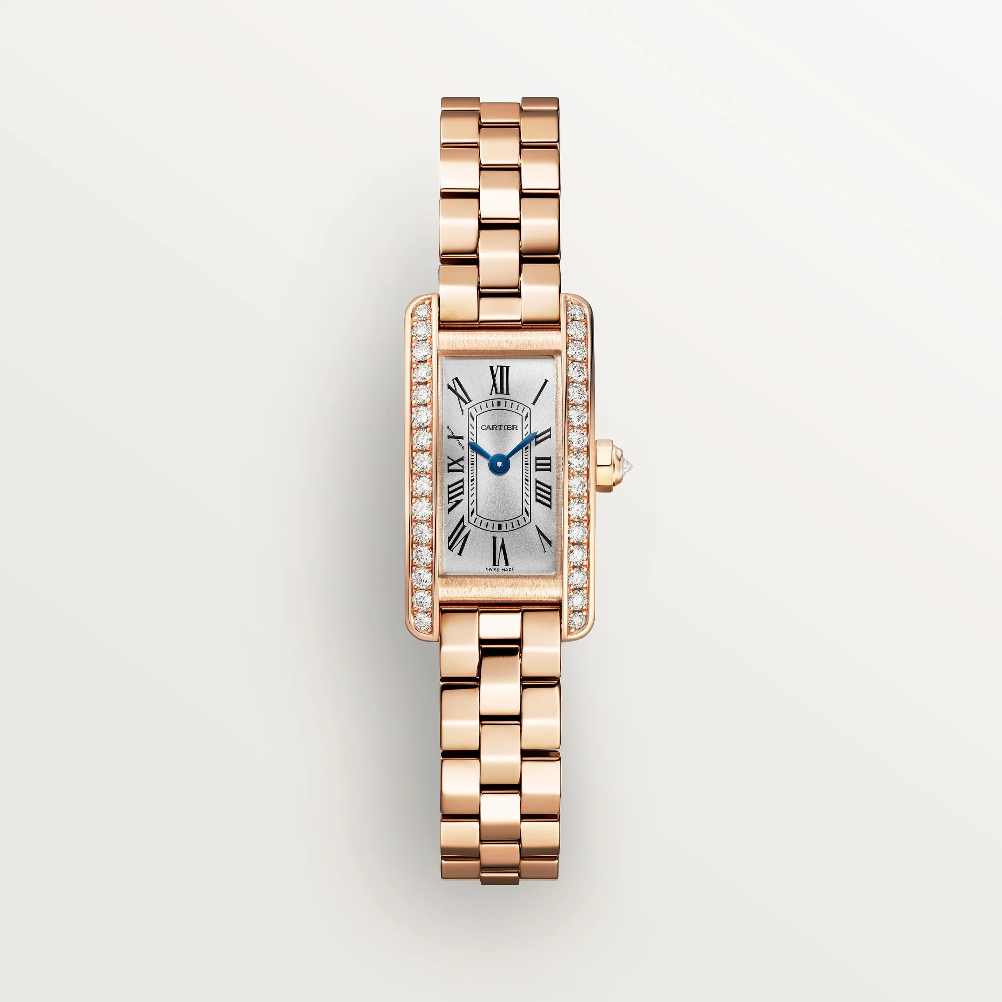 Cartier Tank Américaine Mini 18k Rose Gold Silver Dial Bracelet WJTA0043
