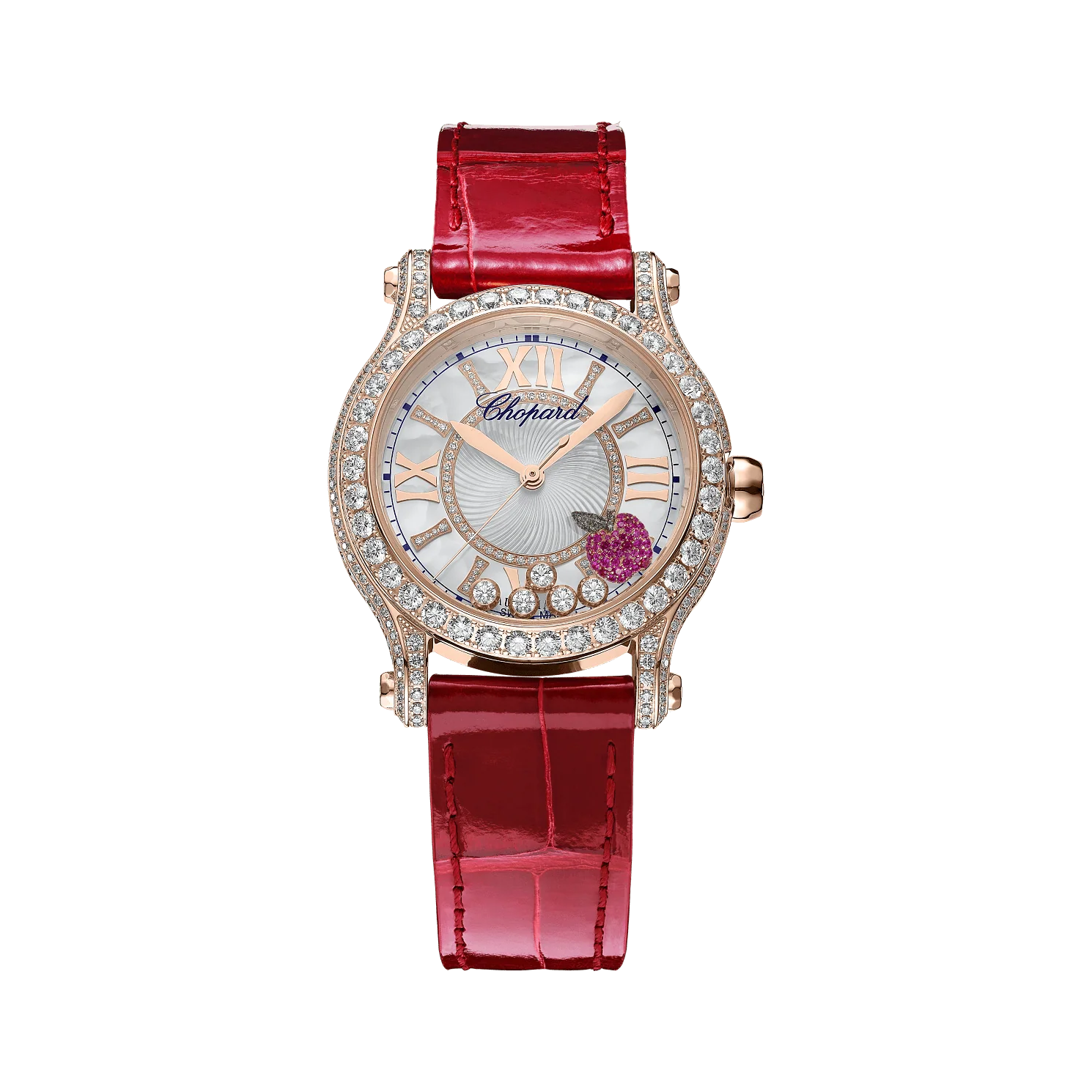 Chopard Happy Sport Fifth Avenue Edition 36 mm Textured Mother-Of-Pearl Dial with Diamonds 18k Rose Gold Leather Strap 274891-5024