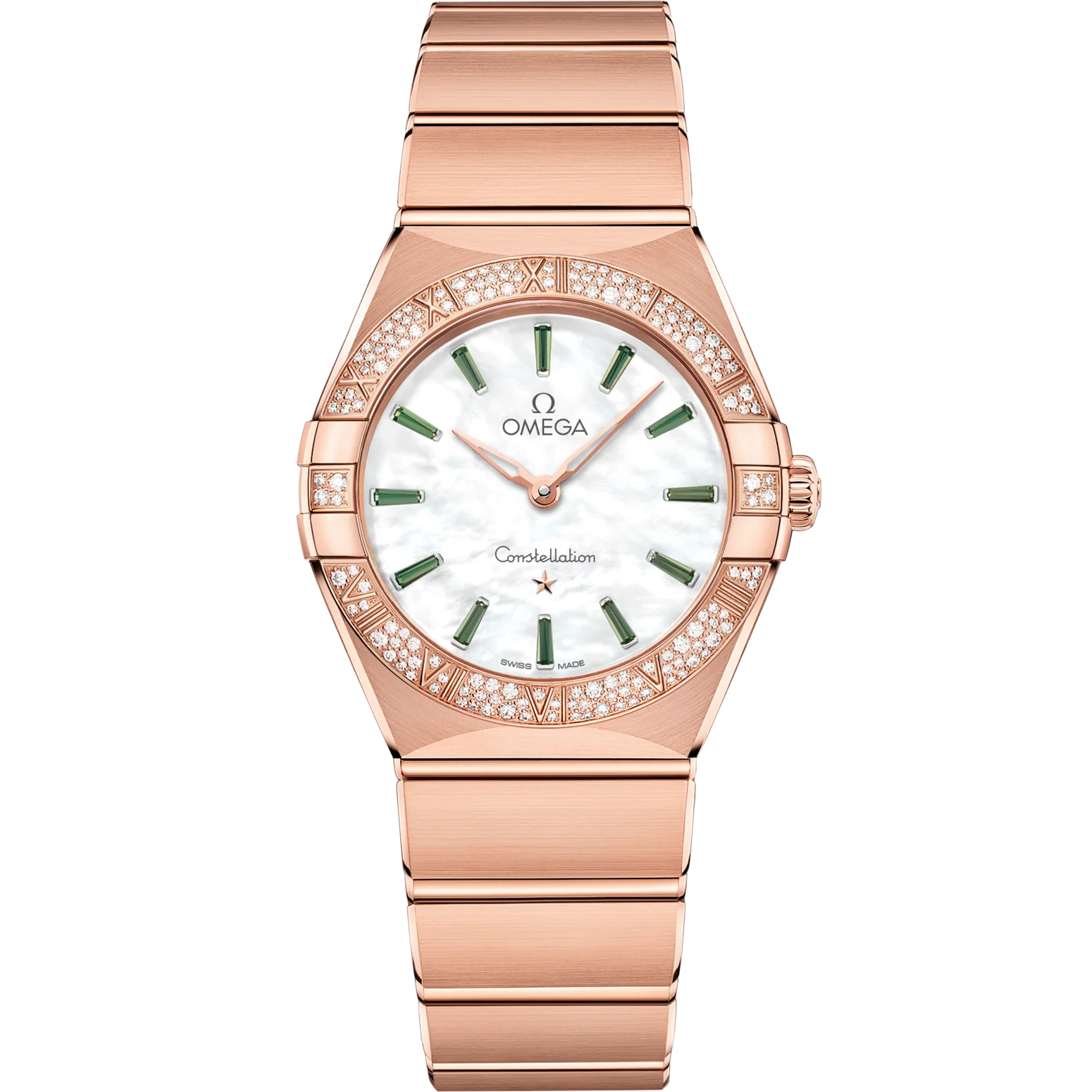 Omega Constellation 28 mm White Dial with Diamonds Sedna™ 18k Rose Gold Bracelet 131.55.28.60.55.005