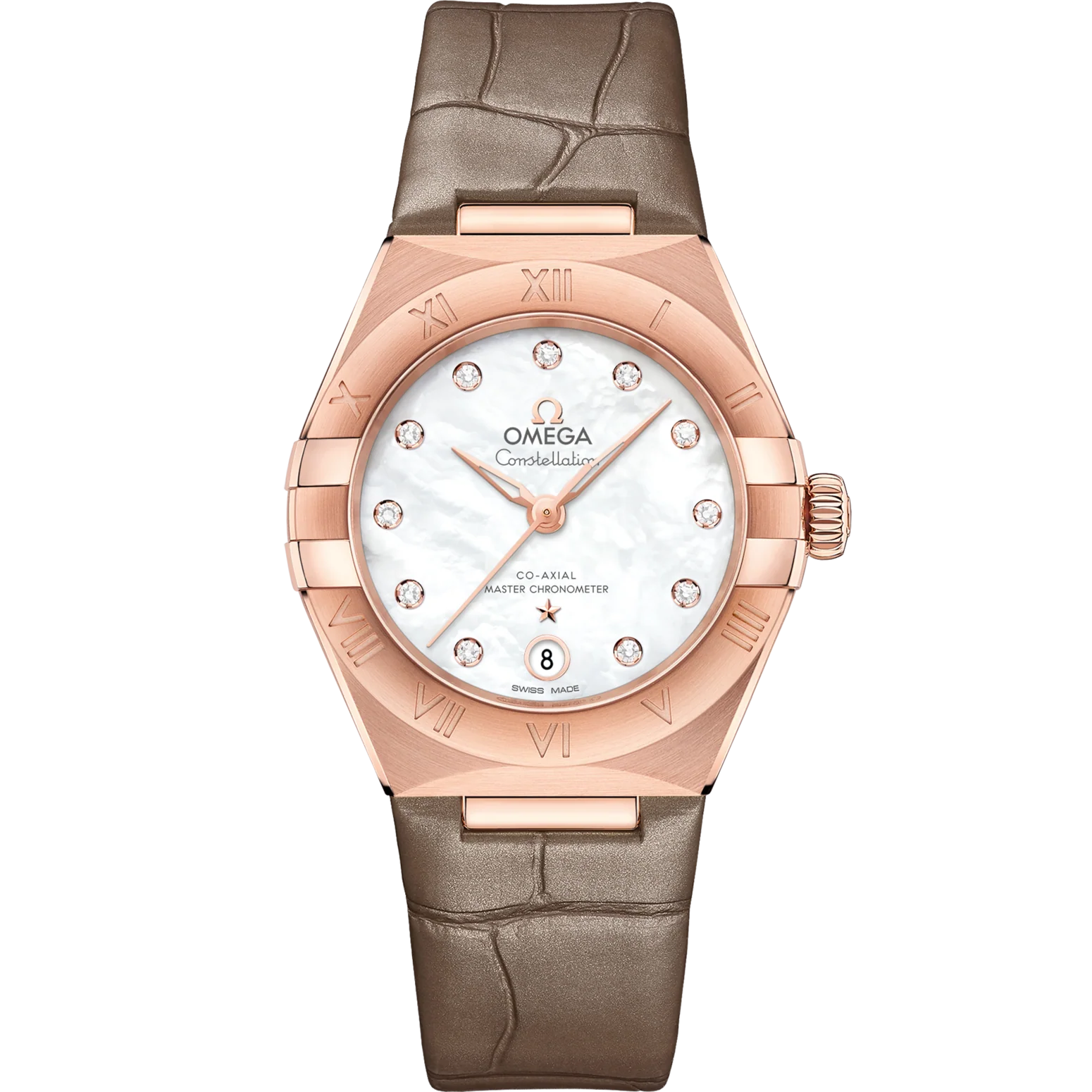 Omega Constellation 29 mm White Dial with Diamonds Sedna™ 18k Rose Gold Strap 131.53.29.20.55.002