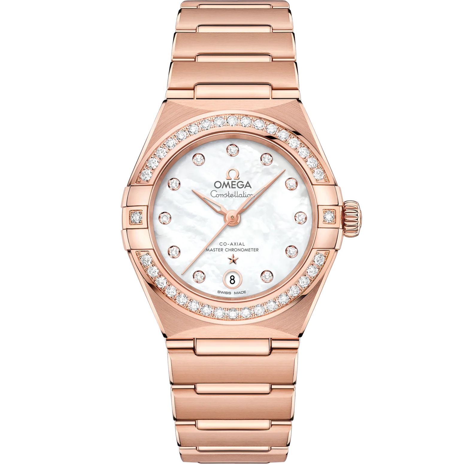 Omega Constellation 29 mm White Dial with Diamonds Sedna™ 18k Rose Gold Bracelet 131.55.29.20.55.001