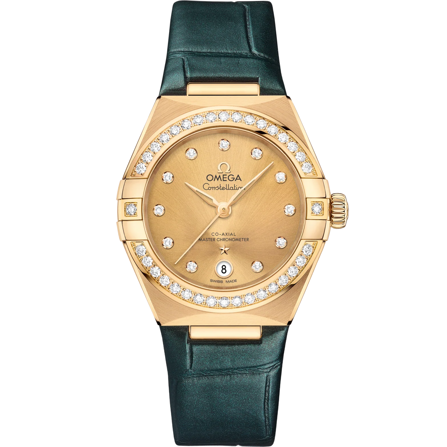 Omega Constellation 29 mm Yellow Dial with Diamonds 18k Yellow Gold Strap 131.58.29.20.58.001
