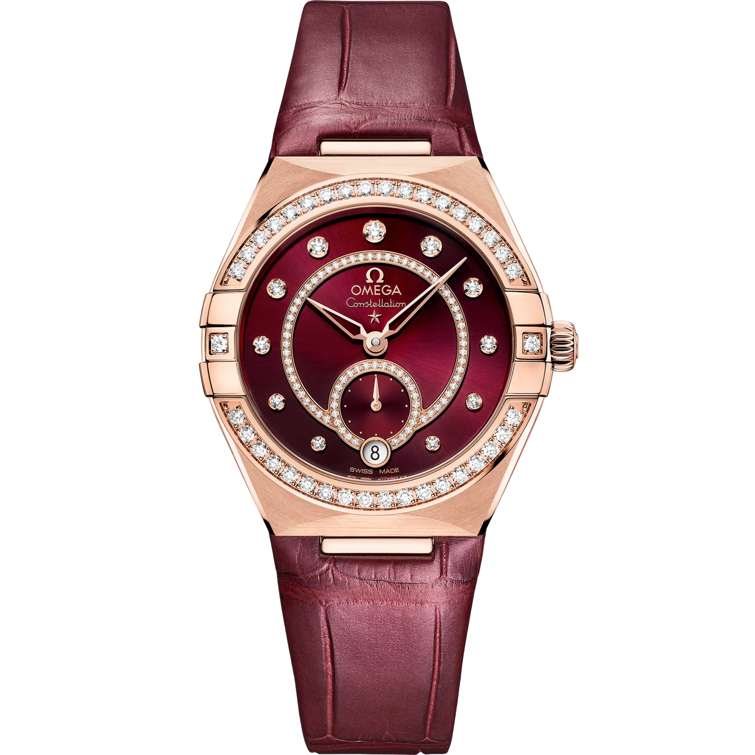 OMEGA Constellation 34 mm Red Dial with Diamonds Sedna™ 18k Rose Gold Strap 131.58.34.20.61.001