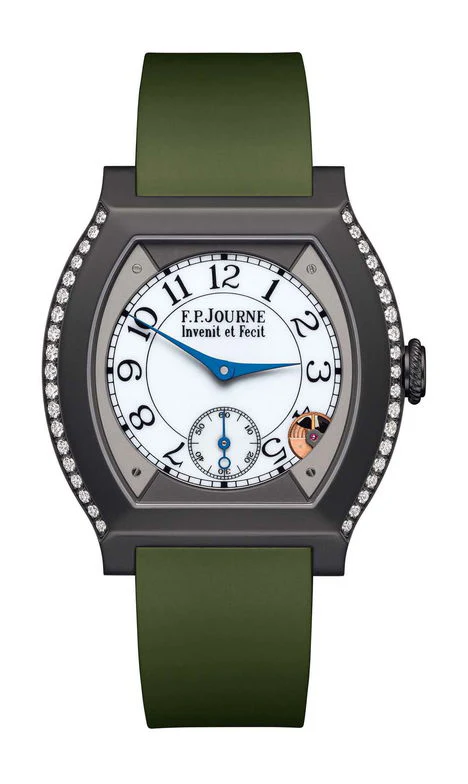 F.P.Journe élégante 40 Titalyt 2 Rows of Diamonds 35mm White Dial Titanium Rubber Strap