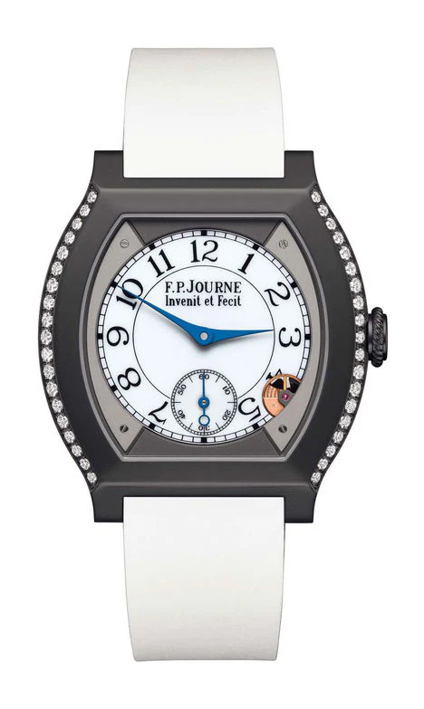 F.P.Journe élégante 40 Titalyt 2 Rows of Diamonds 35mm White Dial Titanium Rubber Strap
