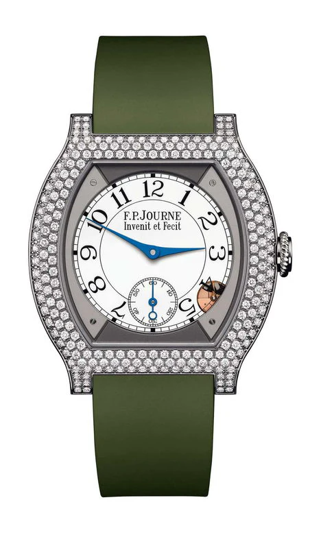 F.P.Journe élégante 40 Titanium 12 Rows of Diamonds 35mm White Dial Titanium Rubber Strap