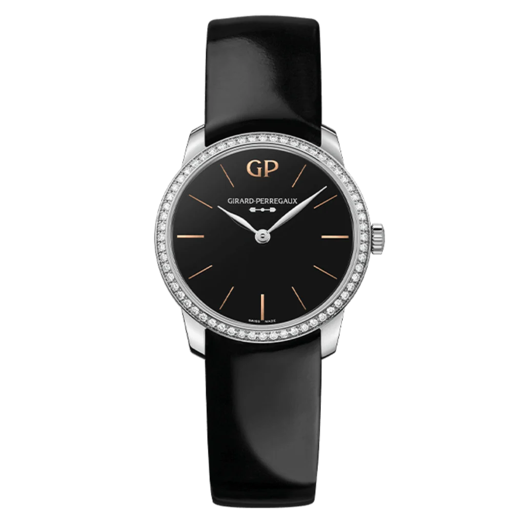 Girard-Perregaux 1966 30 mm Infinity Edition 30 mm Black Dial with Diamonds Stainless Steel Leather Strap 49528D11A631-CB6A