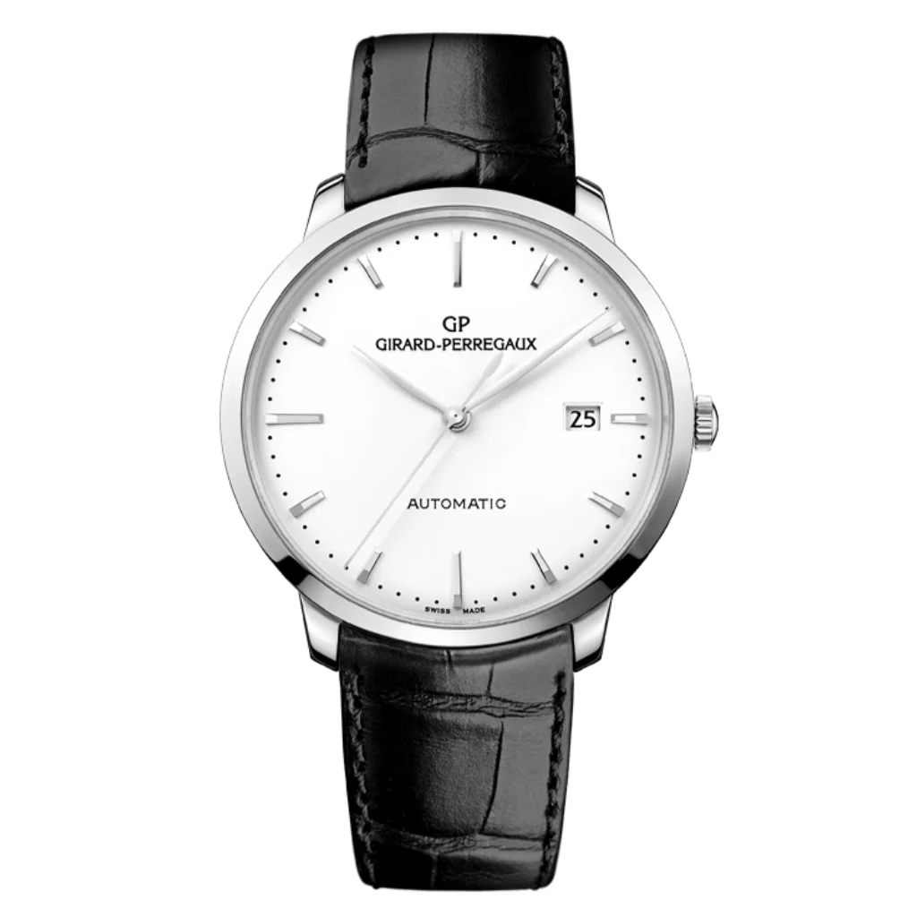 Girard-Perregaux 1966 40 mm Silver Dial Stainless Steel   Leather Strap 49555-11-131-BB60