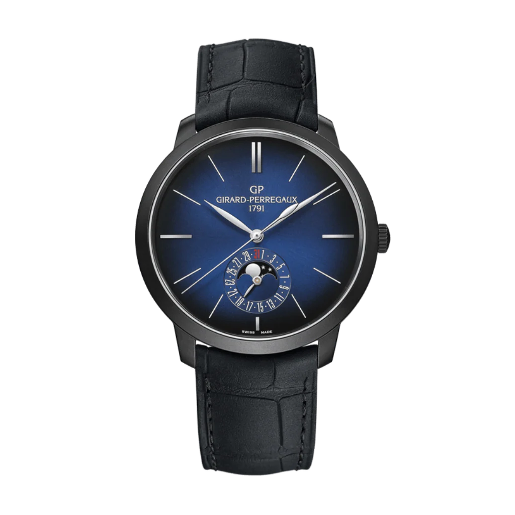 Girard-Perregaux 1966 Blue Moon 40 mm Blue Dial Stainless Steel DLC Leather Strap 49545-11-432-BH6A