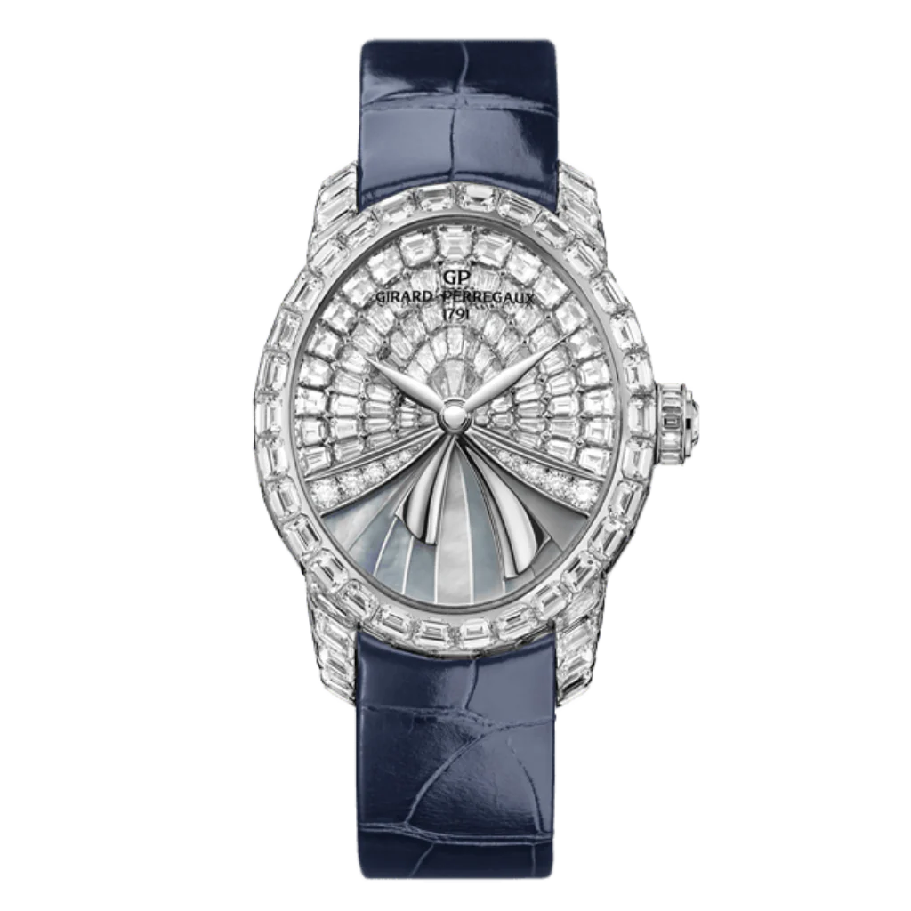 Girard-Perregaux Cat’s Eye La Fenice 38.40 x 32.90 mm Mother-Of-Pearl Dial with Diamonds 18k White Gold Leather Strap 80494B53P7B1-CK4A